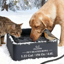 Large Heated Dog Bowl for Outdoor Dogs Cats, Heated Water Pet Dish with 78.4"...