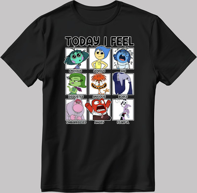 Disney Inside Out 2 Today I feel weiß-schwarz Herren/Damen T-Shirt AB240