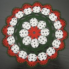 20 cm, 7.9  , Hand Crochet Doily, Red White Green, Christmas, Small, ogrc30, 904