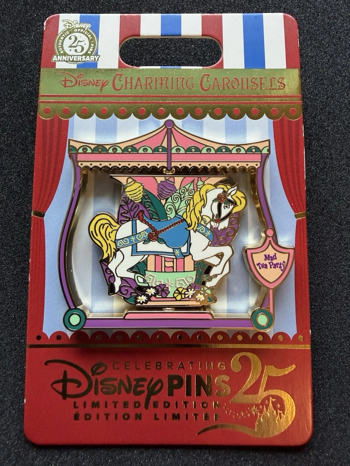 Disneyland 2025 Charming Carousels Mad Tea Party Horse Carousel spinner LE Pin