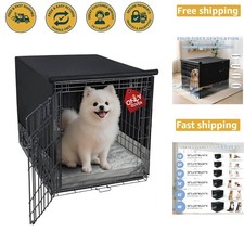 24 Inch Black Dog Crate Cover with Ventilation   Universal Fit for Medium Breeds