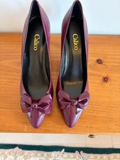 Vintage Maroon Leather Shoes by Calico, size 8 1/2 M, Never Worn, 3" Heel