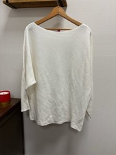 Vince Camuto Sz Lg Long Sleeve Cr me/Beige Ribbed Pullover Sweater Boat Neck