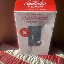 Sunbeam King Size Vinyl Heating Pad 12  x 24    Blue, 3 Heat Settings, Moist Hea