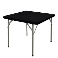 Square Elastic Fitted Tablecloth, Windproof Polyester 34" x 34" Square Black