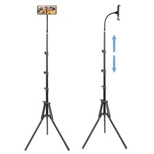 5.3Ft Telescopic Aluminium Tripod Camera Stand with Phone And Camcorder Holder