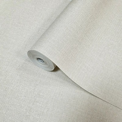 Beige off white cream faux woven thread sackcloth fabric textured Wallpaper roll