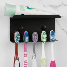 Linkidea Wall Mounted Toothbrush Holder for Shower, Aluminum Black