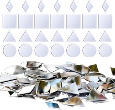 200 Pcs Mini Self-Adhesive Mosaic Mirrors for Crafts, 4 Shapes