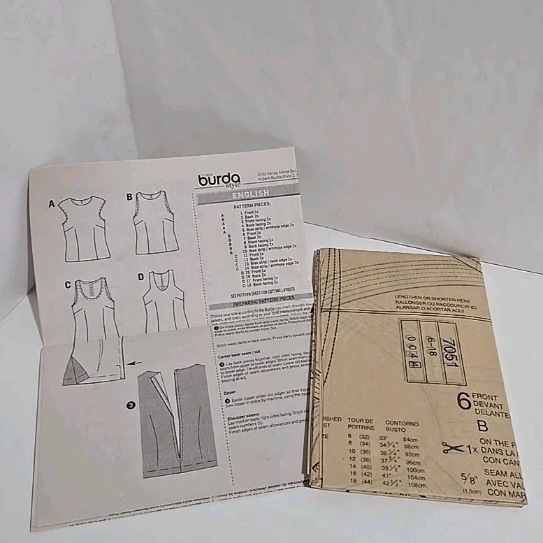 Burda Young 7051 Pattern Top Women's Size 6-18 Uncut - Image 4 of 4