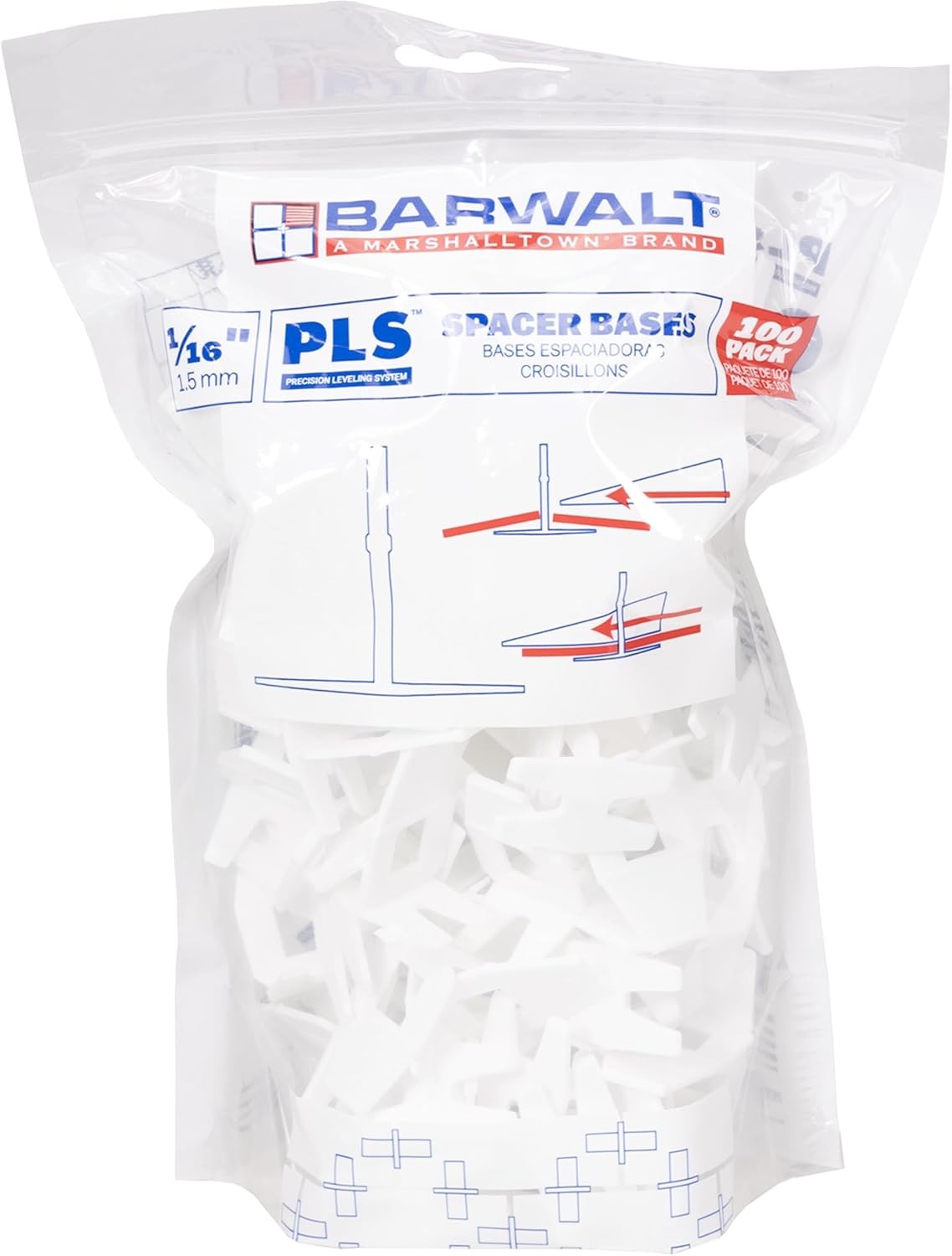BARWALT PLS 1/16 Inch Tile Leveling System, Spacer, Multi 