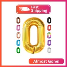 KatchOn Gold 0 Balloon Number 40 Inch, Gold Zero for Birthday Decorations