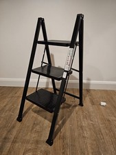 VonHaus Black 3 Steps Foldable Ladder - Brand-new