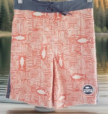 SALT LIFE Board Shorts SLX-QD Vapor Stretch Coral Game Fish Logo Youth Small