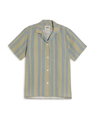 OAS Linen Mist Strata Printed Camp Shirt Men XL Multi Camp Collar Button Closure