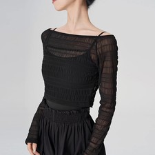 Woman Dance Tops Loose Dance Blouse Long Sleeve Modern Dance Shirts Tops