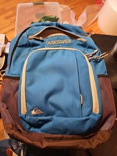 Quicksilver Backpack School Bag Gray Blue Embroidered