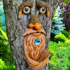 Tree Faces Decor Outdoor - Old Man Bird Feeder - Tree Hugger Garden Decoration -