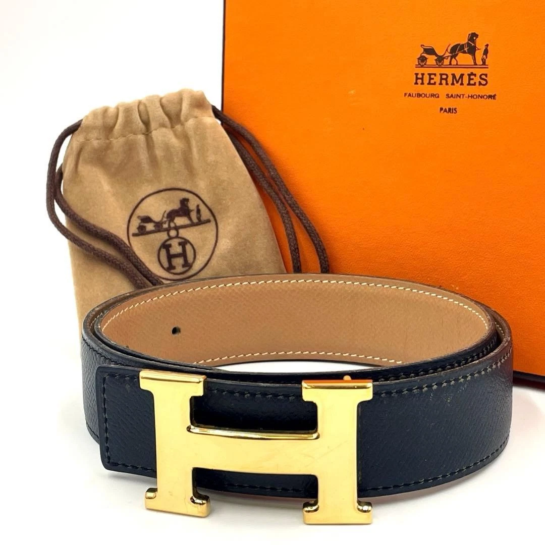 Hermès belt 65 cm long , 25.5 mint condition Hermes Black Box Calf Constance Reversible Belt #65 Small  main image 3