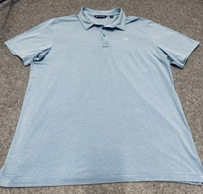 Travis Mathew Polo Shirt Men's XL Blue Striped Golf Logo Preppy Short Sleeve