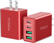 USB C Charger Block, 2Pack 40W 4-Port Type C Fast Charging Block Dual PD Power A