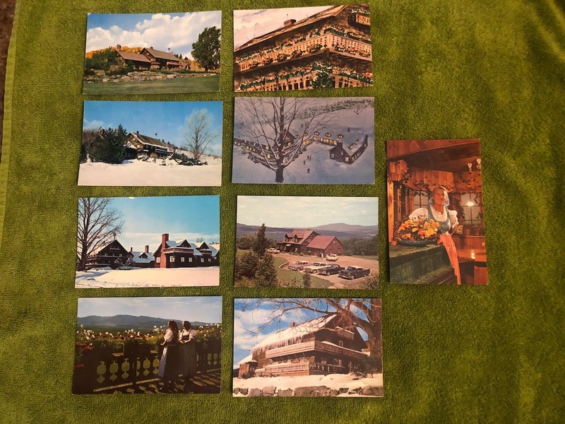 Lot Of 9 Vintage Chrome Postcards, Trapp Family Lodge, Stowe, Vermont 