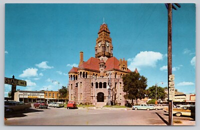 Postcard Decatur Texas Court House Public Square Vintage Autos | eBay