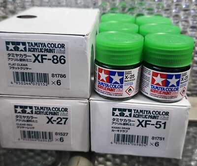 TAMIYA COLOR ACRYLIC PAINT MINI ~  XF-51, X-27, XF-86 and X-25 ~ 10ml. each