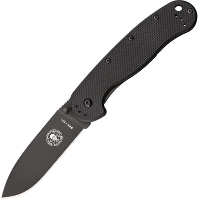 ESEE Messer Avispa D2 Werkzeugstahl-Klinge mit schwarzem Finish, schwarzer Griff