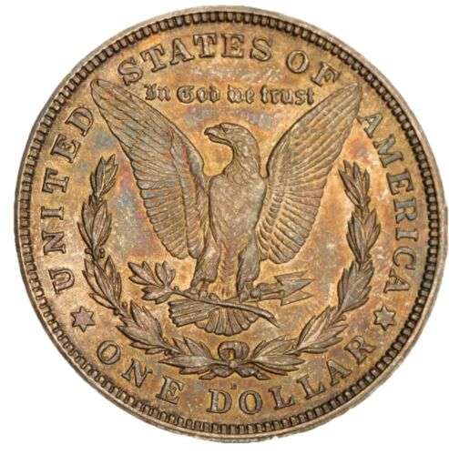 1921 D Morgan Silver Dollar UNC BU Toning Rainbow Choice Bu