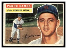 1956 TOPPS PEDRO RAMOS #49 ROOKIE CARD NATS GREY BACK HIGHER GRADE NO CREASES. rookie card picture