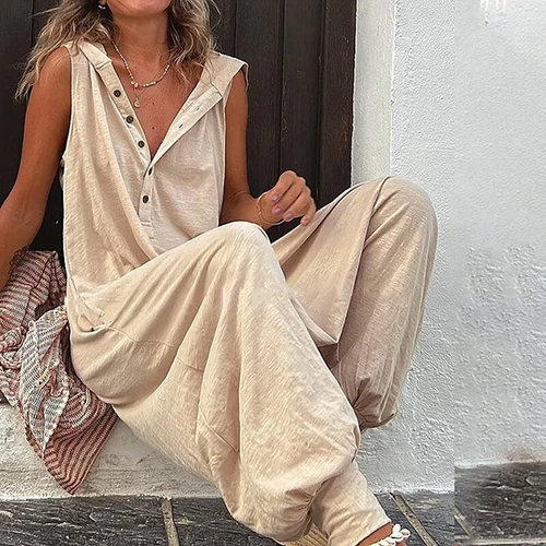 Women Sleeveless Hooded Jumpsuit Playsuit Ladies Loose Baggy Romper Pants Summer - Bild 13 von 23