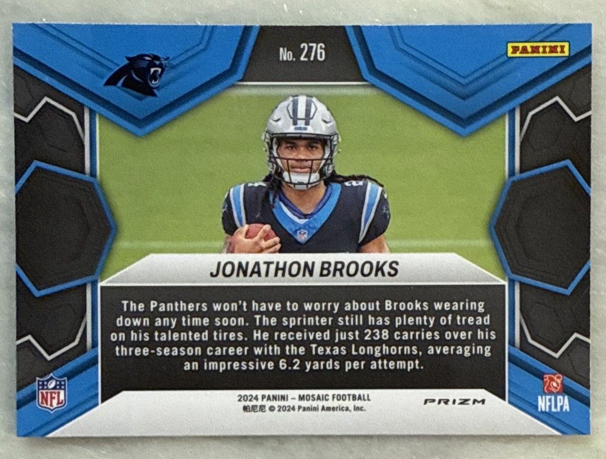 Jonathan Brooks RC 2024 Panini Mosaic Green Mosaic NFL Debut