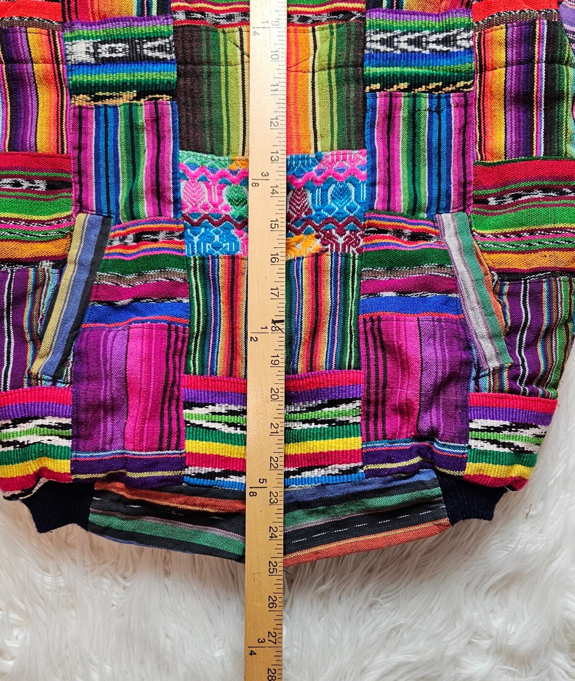 VTG Quilted Coat Patchwork Textile Guatemala Ethn… - image 7