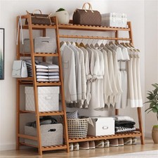 Colourtree Bamboo Clothing Rack 59 W Rack Hea...