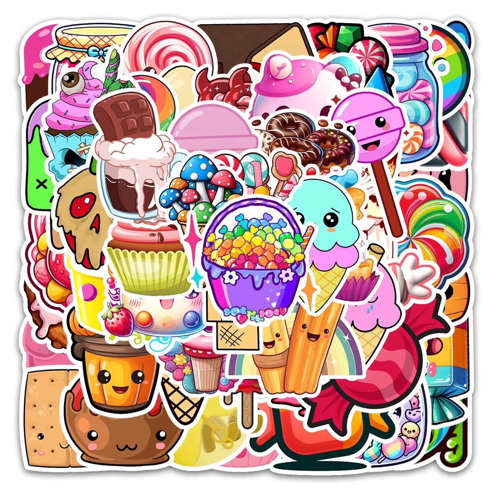 50 Pack of Cool Food Candy Stickers for Laptop/Water Bottle/Phone Case/Kindle
