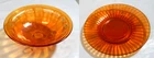 Floral & Optic Bowl & Smooth Rays Plate Antique Imperial Carnival Marigold Glass