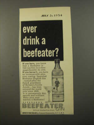 1954 Beefeater Gin Advertisement - Ever drink a beefeater?