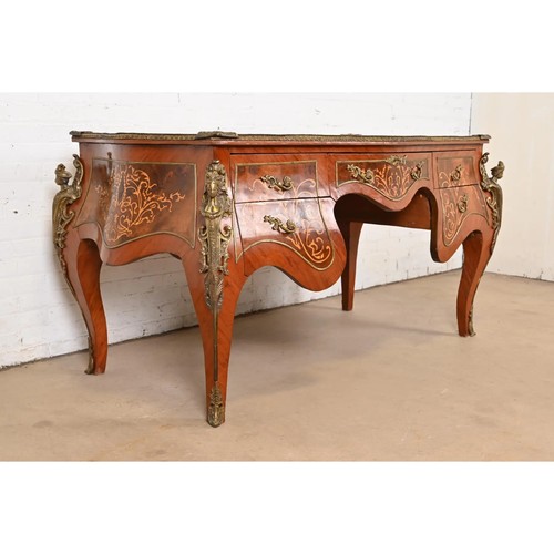 Paul Sormani Style Antique French Louis XV Kingwood Top Executive Desk - Picture 4 of 11