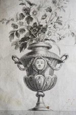 Jean-Jacques APRIL 1744-1831 ENGRAVING XVIII VASE MEDICIS FLOWERS NEOCLASSICAL 1780
