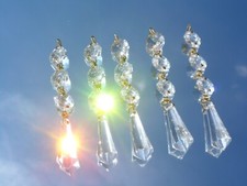 Lampadario 5x 32mm ORIGINALE vintage anni '60 cristallo piombo vetro trasparente bomba gocce NATALE