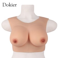 Low Collar Silicone Crossdresser Brest Forms Breastplate Drag Queen Fake Boobs
