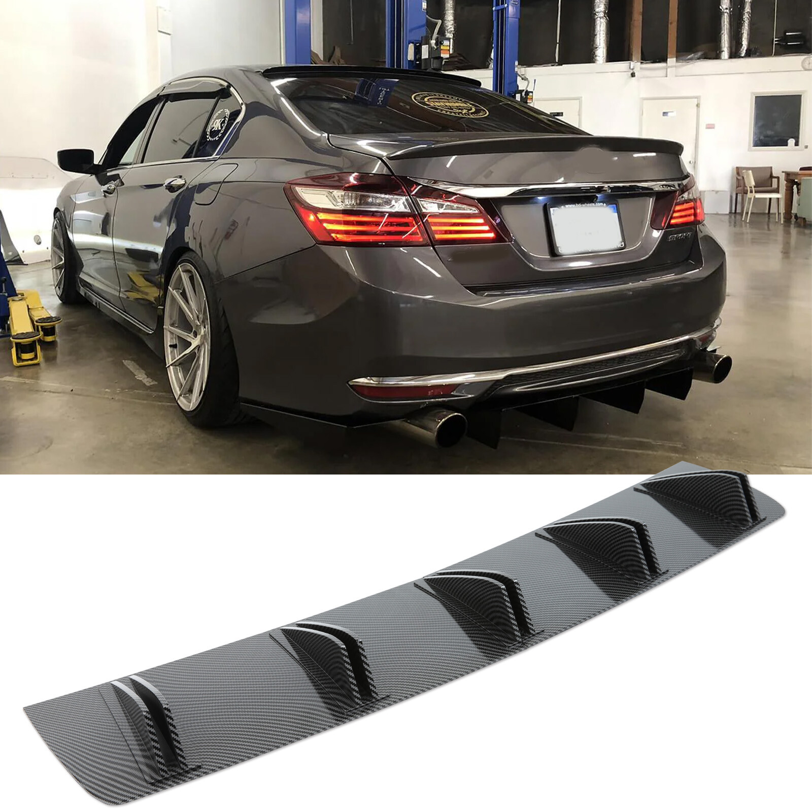 Unpainted Rear Bumper Lip Spoiler For 2013-2015 Honda Accord Sedan - MD Style, PP Plastic