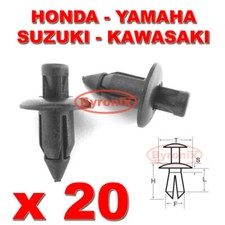 BIKE FAIRING TRIM CLIPS PLASTIC RIVET For Honda Yamaha Suzuki Kawasaki 6mm X20