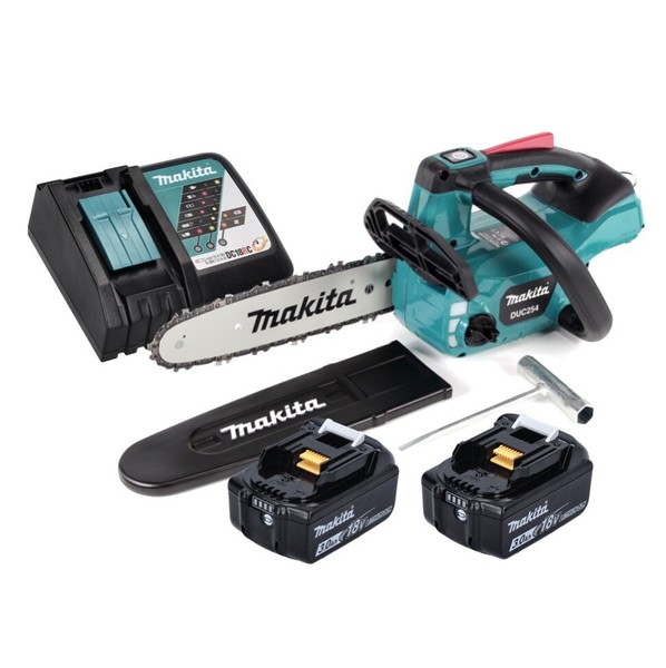 Makita Duc 254 Rf Akku KettensäGe 18V 25Cm Brushless + 2X Akku 3,0Ah + LadegeräT-image