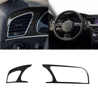 Fit For Audi A5 2009-2016 Carbon Fiber Interior Dashboard Frame Decor Cover Trim
