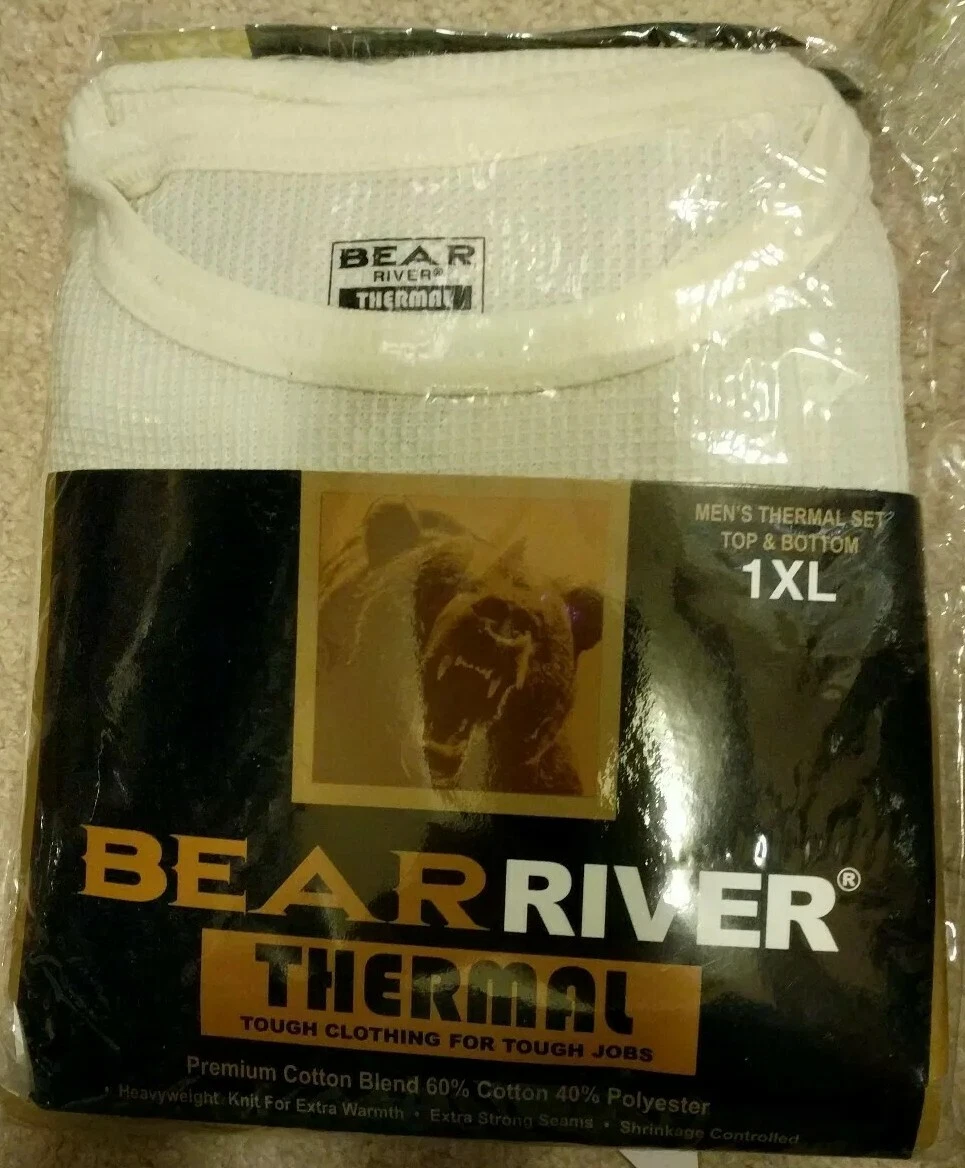 Men’s Bear River Thermal Set Top & Bottom 1XL White, Underwear gray, black 3XL