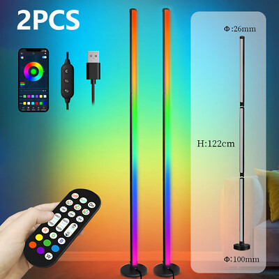 2 x 47'' Smart LED Floor Lamp RGB Remote & APP Control Music Sync Corner Lighting