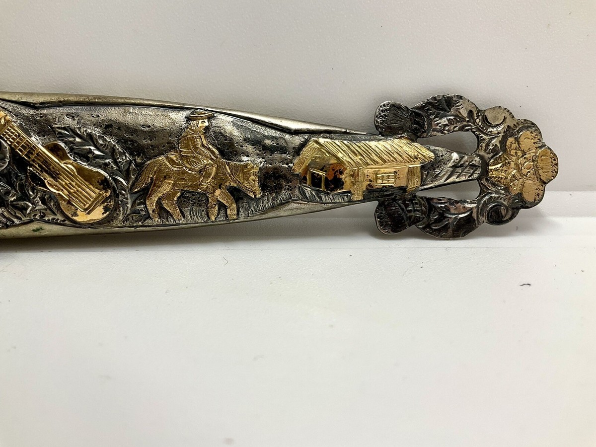 Vintage Argentine Gaucho Facón Knife La Movediza 800 Silver Sheath 