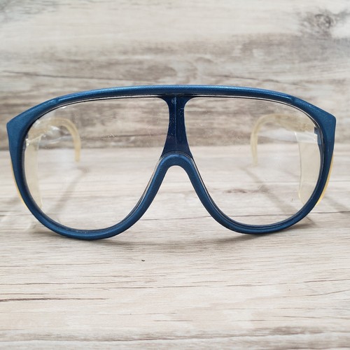Vintage American Optical Safety Glasses Blue Clear Aviator Frames AO Safety Z87